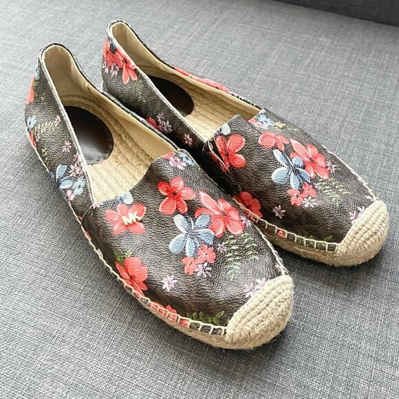 Michael Kors Floral Espadrilles - Brown and Multicolor Flats women size 8.5 - Picture 1 of 7